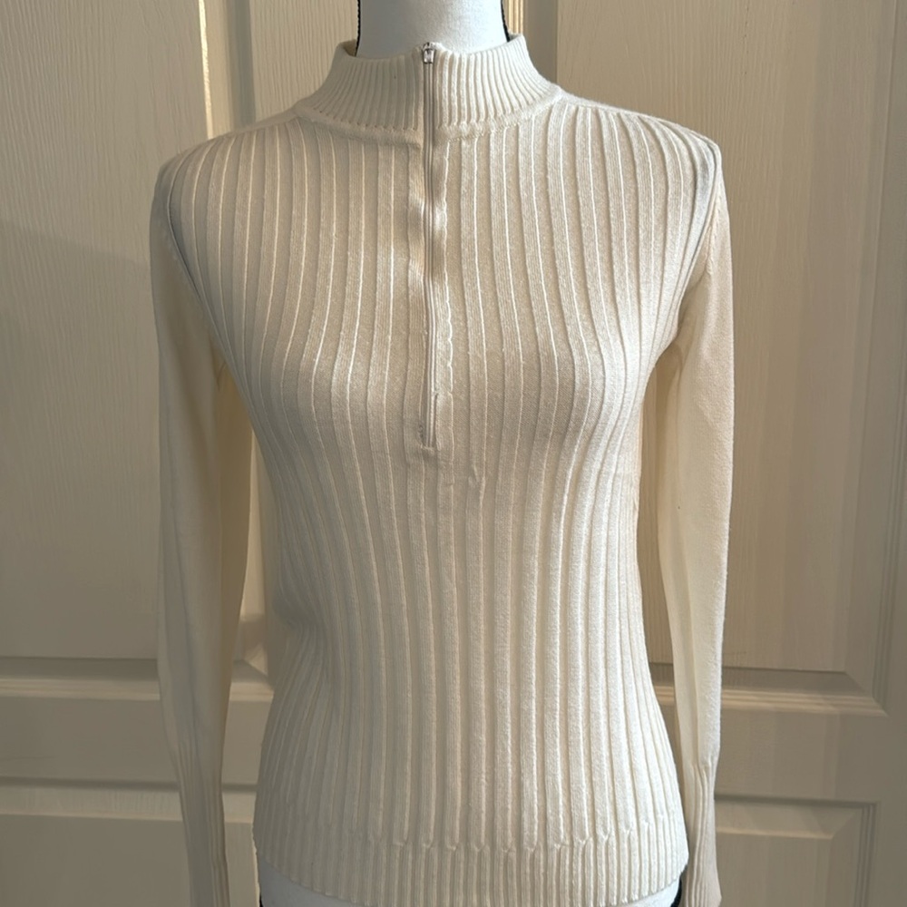 Knit Zip Up Sweater Top - Size Small